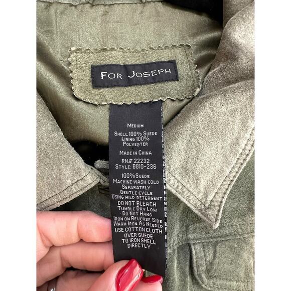 For Joseph Women's Green 100% Suede Long Sleeve Button Up Jacket Size Medium - Picture 3 of 5